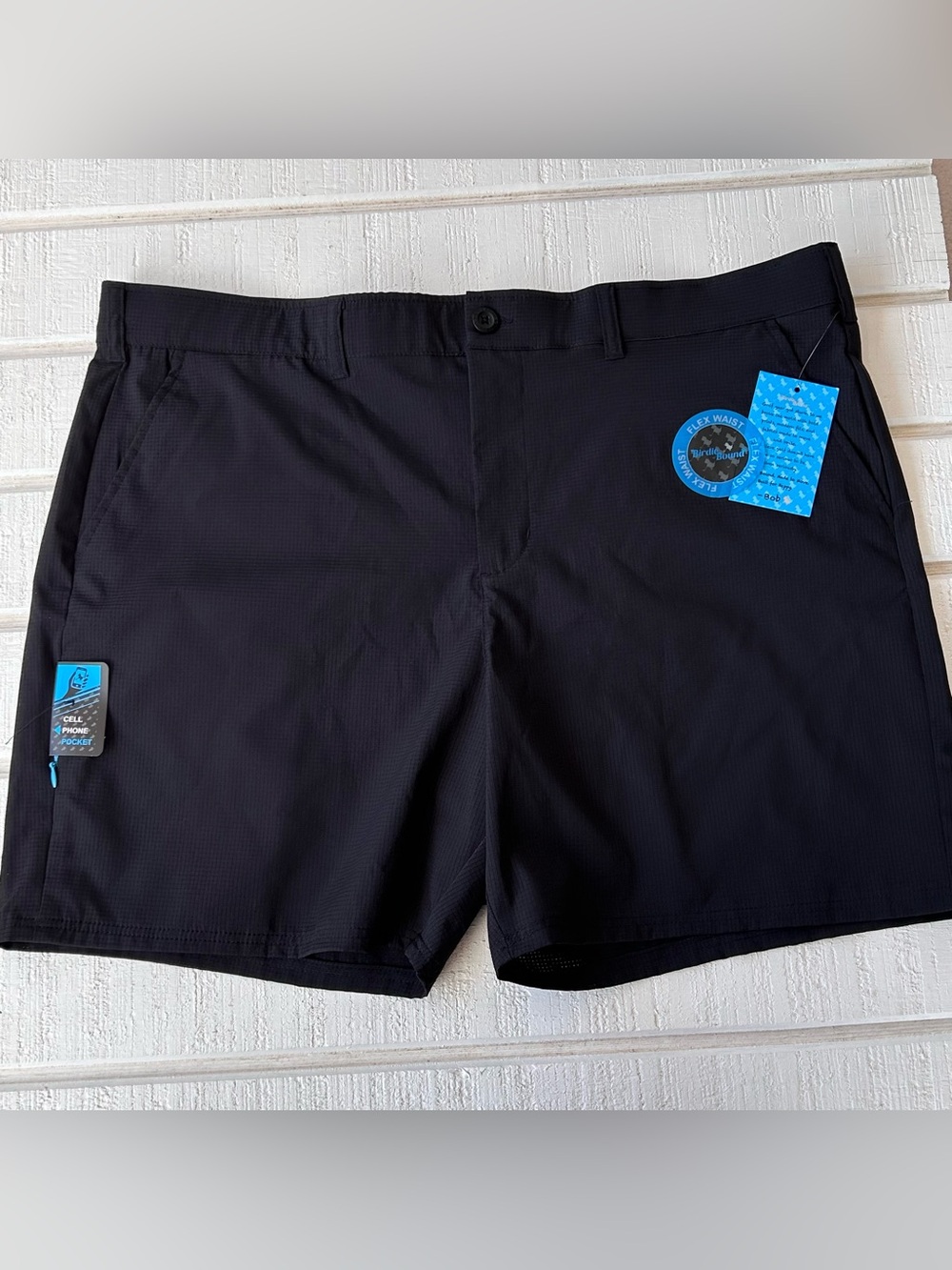 2 Pair Birdie Bound Men’s Flex-Waist Golf Shorts Moisture Wick Black/Blue Sz 42